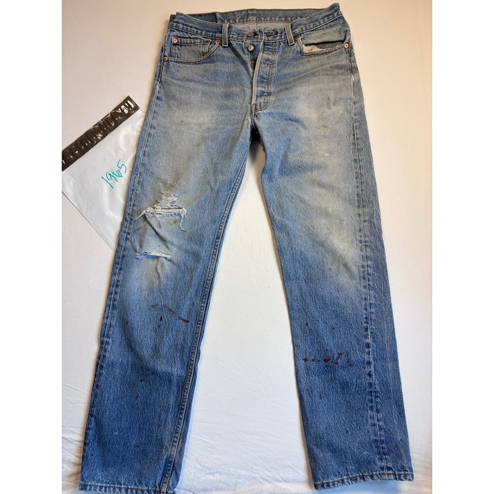 Vintage 1994 Levi's 501 XX Men's Jeans 35x34 Blue Distressed Button Fly